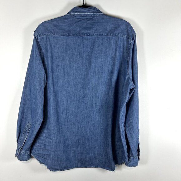 Frank & Eileen Collar Button-Up Shirt Vintage Stonewashed Indigo Size L Casual - Picture 10 of 12